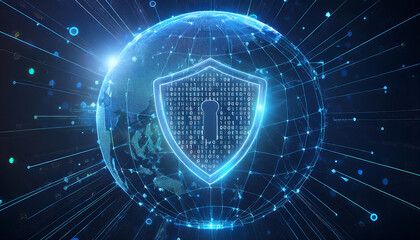 global internet security concept with binary code
