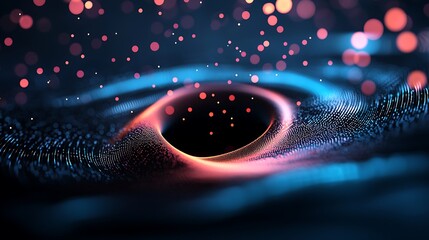 Wall Mural - abstract digital tunnel of glowing pink and blue light