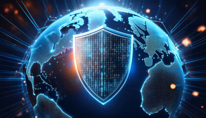 global internet security concept with binary code