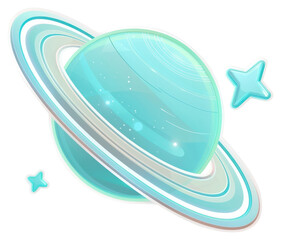 Wall Mural - png planet saturn with depicting two stars saturn space blue.
