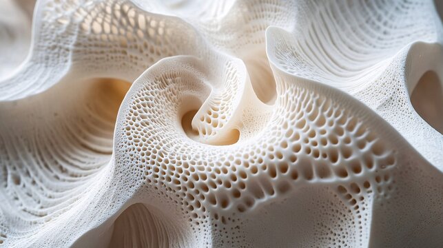 Abstract Organic Structure Complex Interwoven Layers Seamless Futuristic Pattern Design in White
