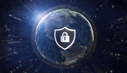 global internet security concept with binary code