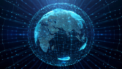 global internet security concept with binary code