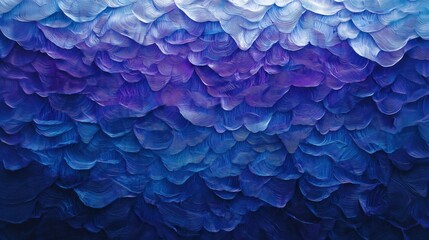 Blue and purple impasto abstract painting creating a wave effect