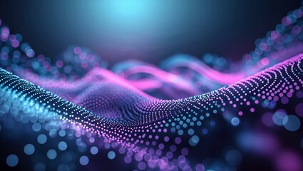 Poster - Vibrant digital waves shifting with purple and blue lights in a mesmerizing abstract design