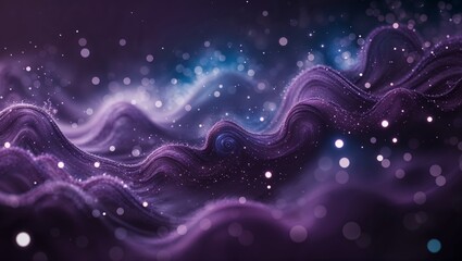 Poster - colorful waves of energy create a surreal atmosphere in a cosmic landscape at night