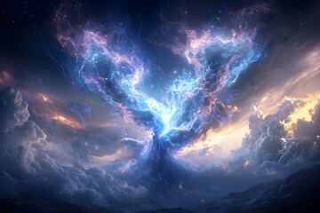 cosmic bird nebula: a vibrant night sky fantasy