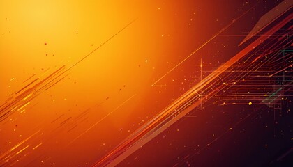 Poster - Abstract orange background with glowing lines and particles creating a dynamic design effect