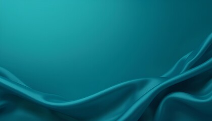 Poster - A teal silk fabric with soft folds and smooth texture creating an elegant and flowing background design