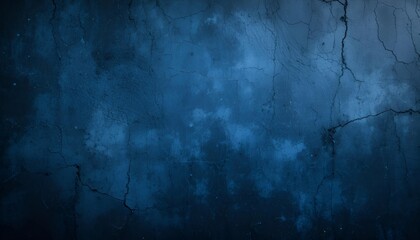 Poster - A blue textured wall with cracks and faded spots creating an abstract and mysterious background look