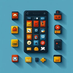 Smartphone apps interface design, blue background