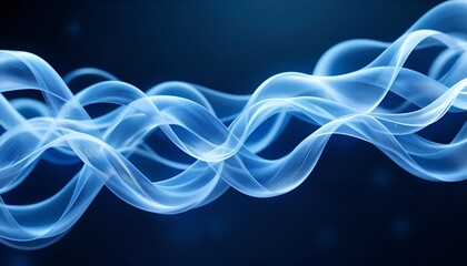 Aufkleber - Abstract blue wave forms gently curving against a dark blue gradient background with soft light