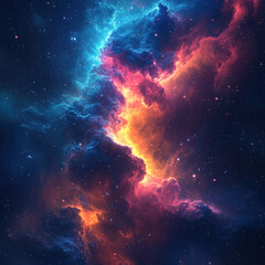 Wall Mural - mystical northern lights and cosmic nebula in infinite space