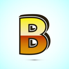 Poster - 3D English letter B in gold color. Graphic alphabet symbol for corporate business identity