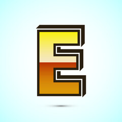 Poster - 3D English letter E in gold color. Graphic alphabet symbol for corporate business identity