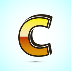 Poster - 3D English letter C in gold color. Graphic alphabet symbol for corporate business identity