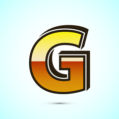 Poster - 3D English letter G in gold color. Graphic alphabet symbol for corporate business identity