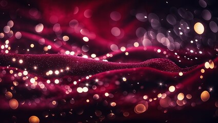 Poster - Captivating red fabric with shimmering lights creates an enchanting atmosphere for a festive celebration