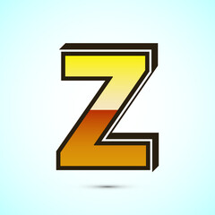 Poster - 3D English letter Z in gold color. Graphic alphabet symbol for corporate business identity