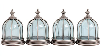 Vintage Glass Display Domes with Silver Bases for Decorative Showcase in Home Interior