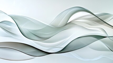Poster - Minimalist white and gray waves forming a delicate abstract pattern, subtle and sophisticated.