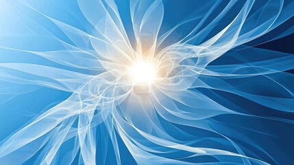 Poster - modern abstract design with a soft blue-white gradient and a glowing white focal point in the center
