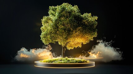 Poster - Modern cloud storage representation with a glowing holographic interface, futuristic style.