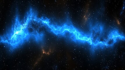 Wall Mural - The brilliant blue nebula stretches across a vast star filled space
