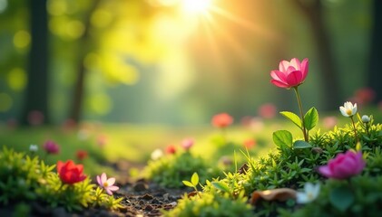 Wall Mural - abstract blurred nature scene, soft focus, calming colors, design, seamless, ambiance