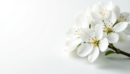 Wall Mural - delicate white blossoms against pure white backdrop, immaculate, detail, flora