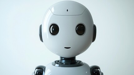 Poster - Futuristic robot with a minimalist white background representing the role of ai in modern algorithmic trading