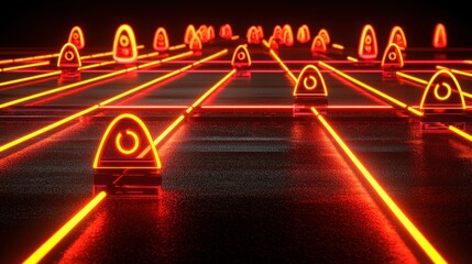 Poster - a captivating neon maze design symbolizing innovative business referral network automation and strat