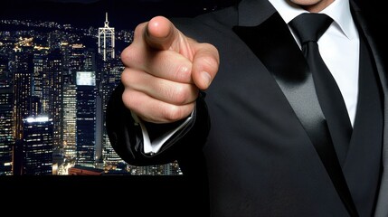 Poster - A professional man in a suit pointing directly at the camera representing business risk management trends and insights