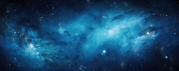Wall Mural - deep space nebula with vibrant blue colors and twinkling stars. cosmic landscape of galaxy. astronom