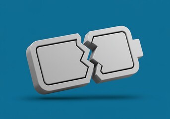 Wall Mural - A 3D battery icon that appears broken or cracked,