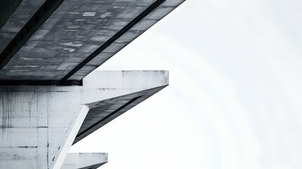 Poster - Modern architectural design showcasing angular concrete structures against a minimalist sky