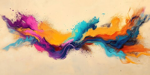 Poster - Vibrant Abstract Artwork Showcases Dynamic Colors and Fluid Motions Created With Bold Brush Strokes