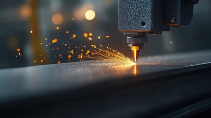 Aufkleber - Close-Up of 3D Printer Creating Steel Beam with Sparks
