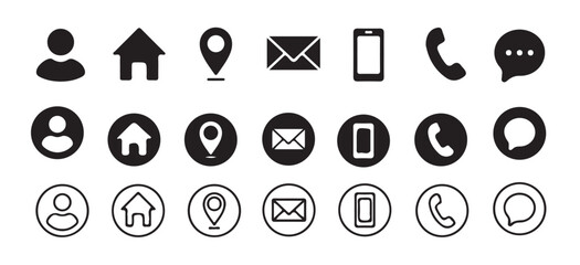Fototapete - Phone icon set. Home, location, call,  email, address,  telephone, information,  website, icon. Contact and web icons set. vector illustration eps 10.