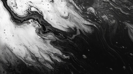 Fototapete - black & white fluid ink abstract art.