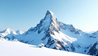 Wall Mural - snow-covered mountain peak, pristine white landscape, winter, pure