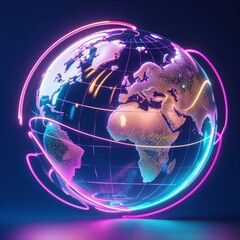 Poster - Glowing globe with vibrant lines illustrating connectivity and technology in a modern digital world