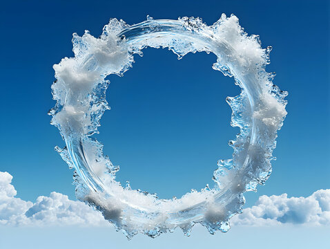 Water Ring in a Blue Sky with Clouds