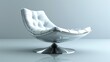 © auttawit - White chair with a silver frame is sitting on a white floor