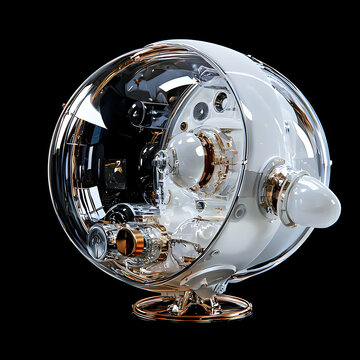 Transparent Spherical Mechanism with Gold Accents