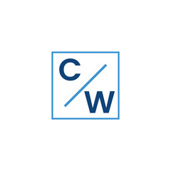 Aufkleber - The image shows a flat letter logo design of initial CW inside a square shape frame. The logo looks clean and sharp on a white background.