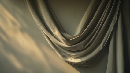 Poster - soft fabric drapes casting gentle shadows in warm sunlight at home