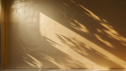 Poster - sunlight casting soft shadows on a textured wall in a serene indoor setting during late afternoon ho