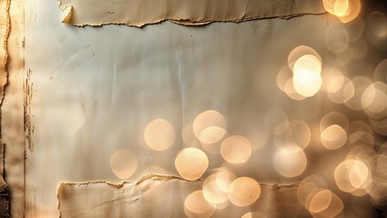 Aufkleber - Vintage paper background with soft bokeh lights creating a warm and nostalgic atmosphere in a cozy setting