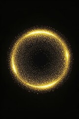 a gold circle of glitters on a black background